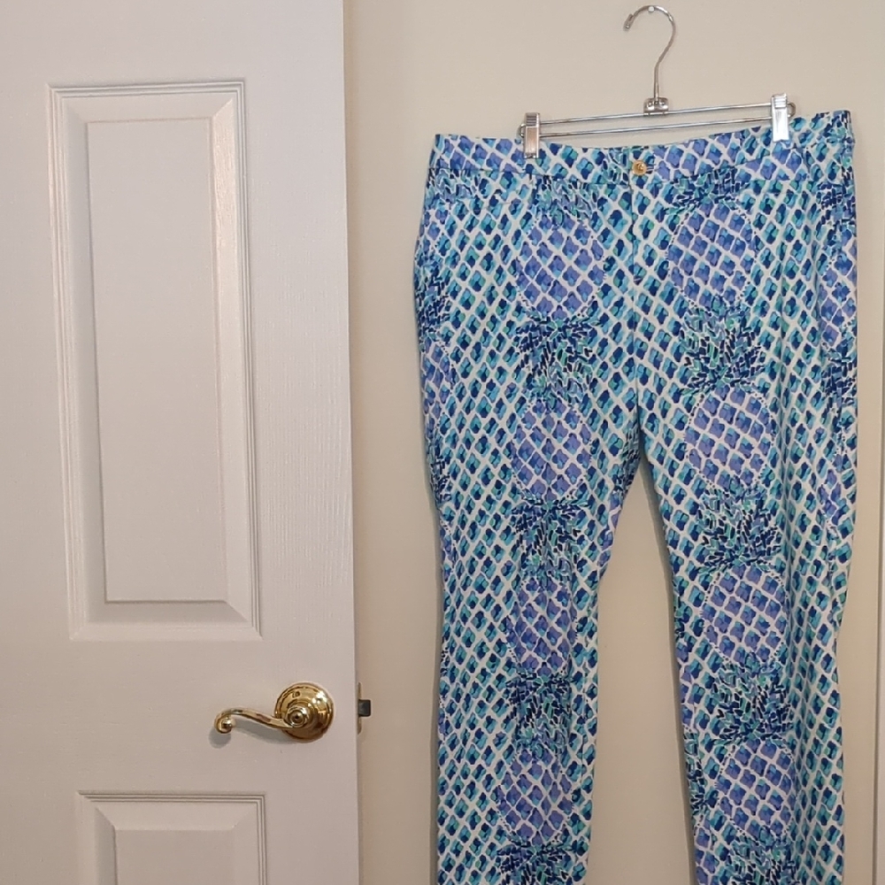 Lilly Pulitzer Blue and White Straight Leg Pants